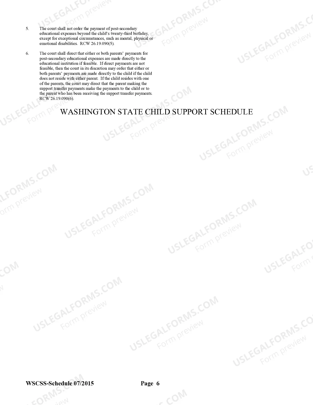 Preview CS Schedule - Child Support Schedule