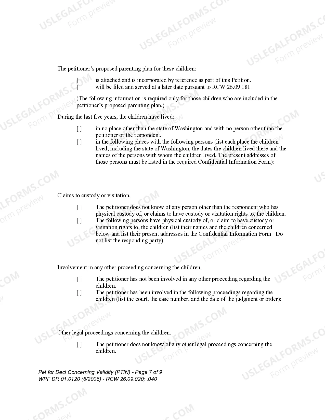 Preview WPF DR 01.0120 - Petition for Declaration Concerning Validity - PTIN