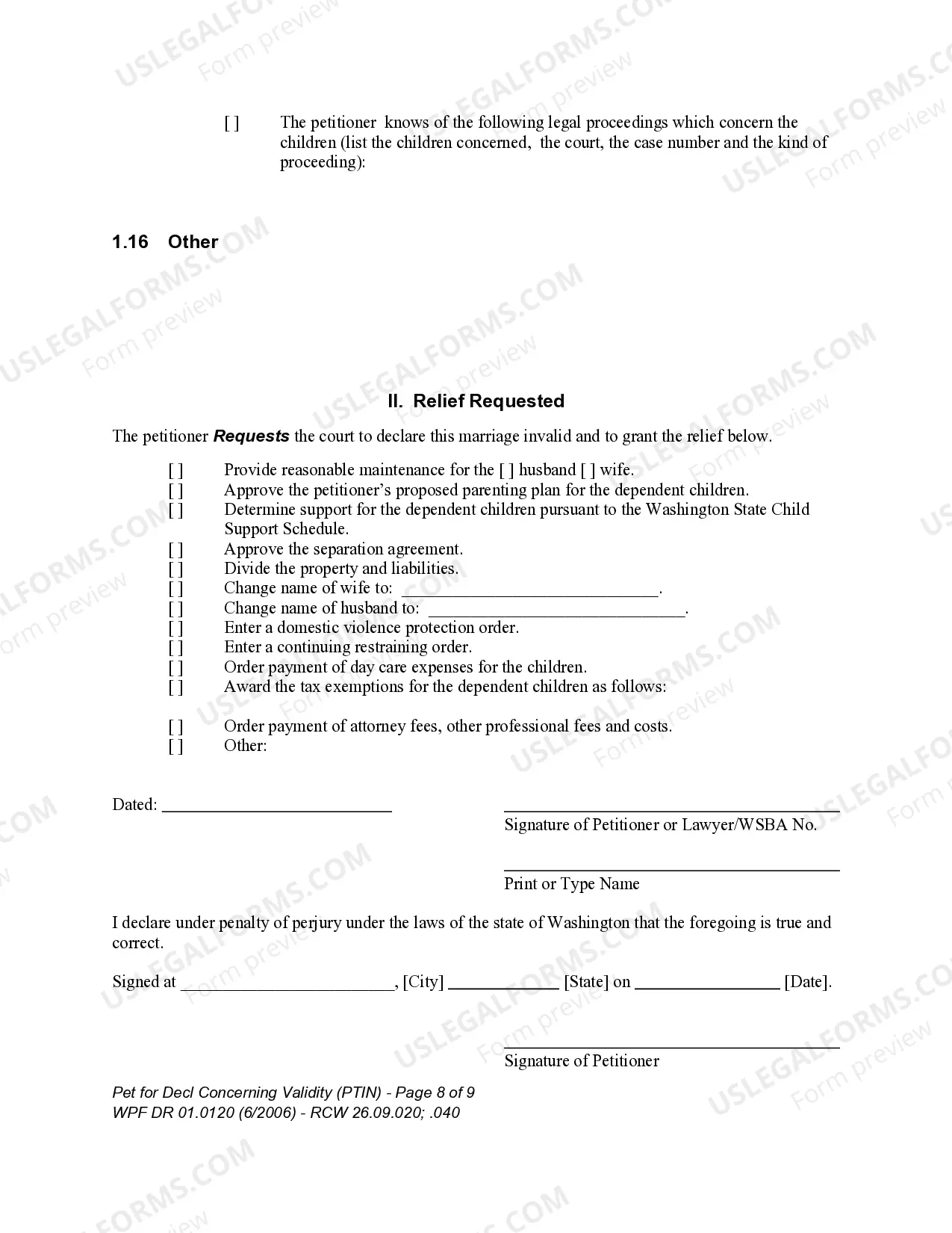Preview WPF DR 01.0120 - Petition for Declaration Concerning Validity - PTIN