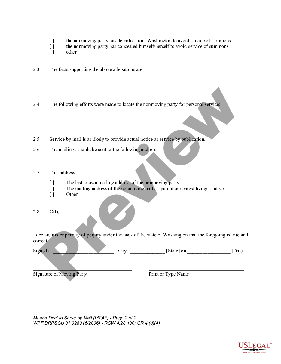 page 1 WPF DRPSCU 01.0280 - Motion and Declaration to Serve By Mail - MT preview