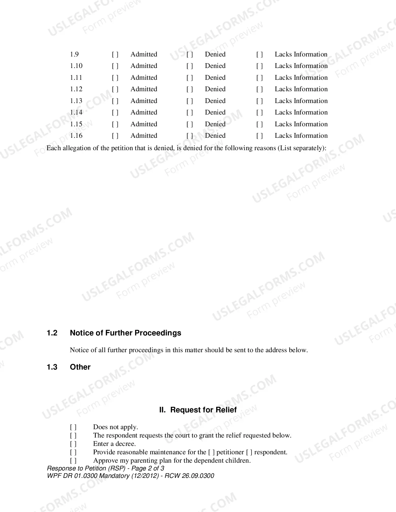 Preview WPF DR 01.0300 - Response to Petition - RSP