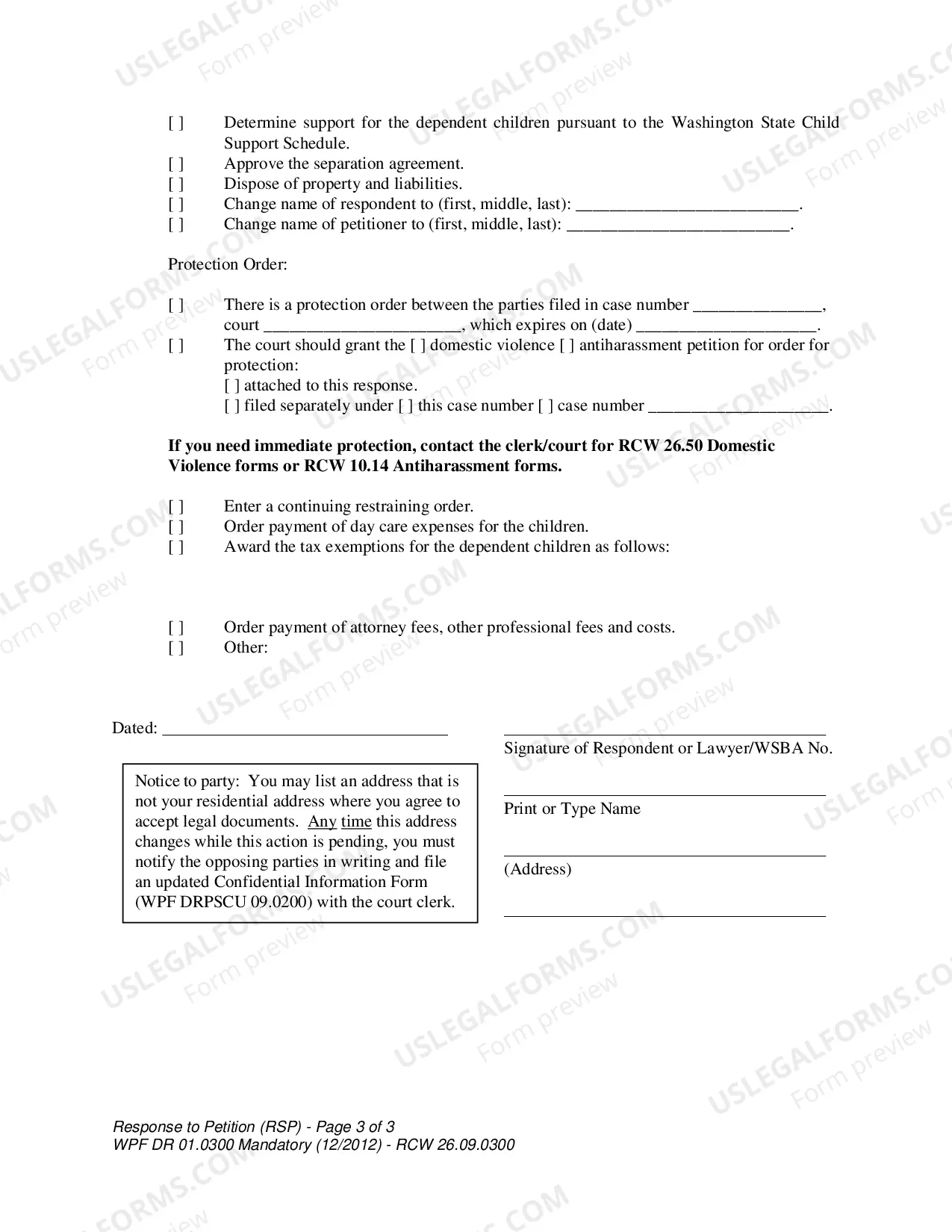 Preview WPF DR 01.0300 - Response to Petition - RSP