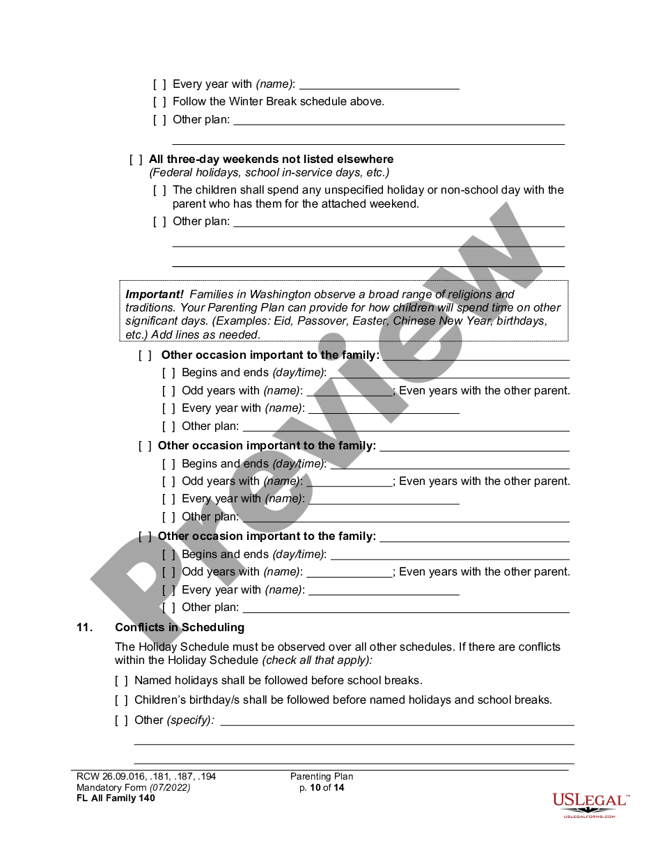 page 9 WPF DR 01.0400 - Parenting Plan - Proposed - PPP, Temporary - PPT, Final Order - PP preview