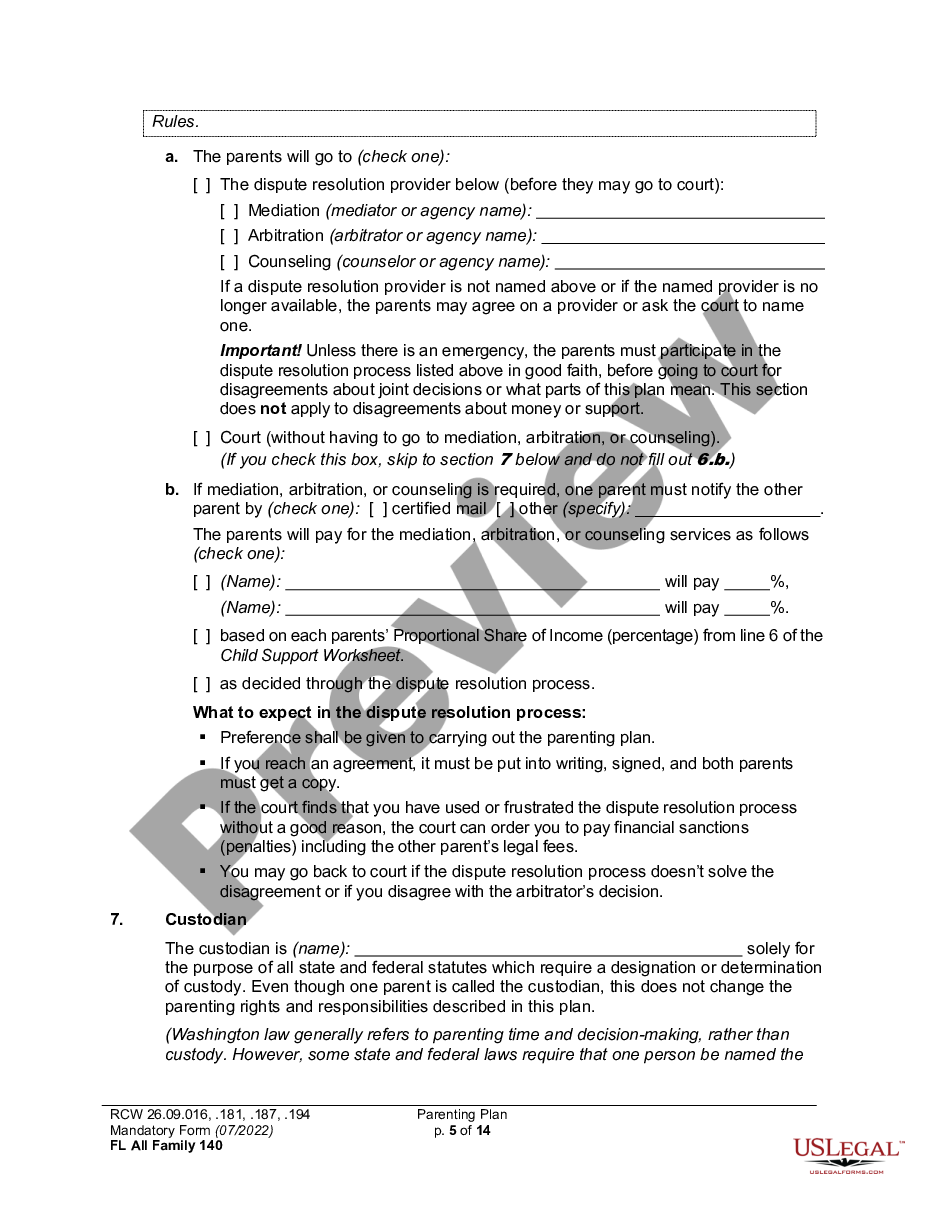 page 4 WPF DR 01.0400 - Parenting Plan - Proposed - PPP, Temporary - PPT, Final Order - PP preview