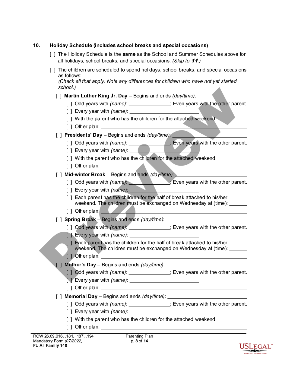page 7 WPF DR 01.0400 - Parenting Plan - Proposed - PPP, Temporary - PPT, Final Order - PP preview