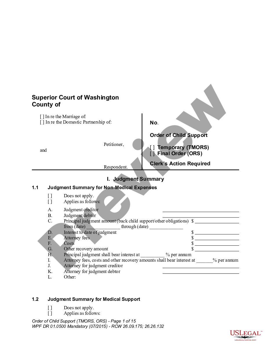 page 0 WPF DR 01.0500 - Order of Child Support - RS preview