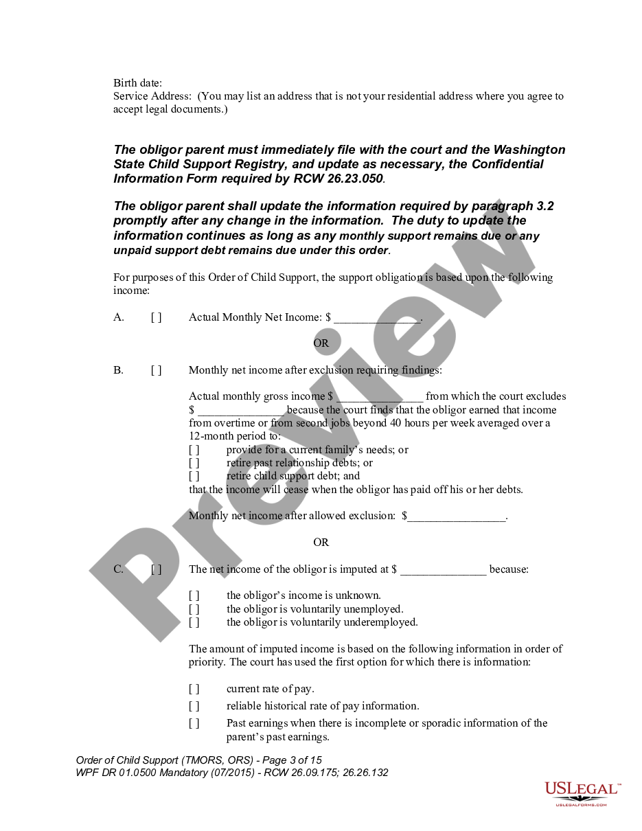 page 2 WPF DR 01.0500 - Order of Child Support - RS preview