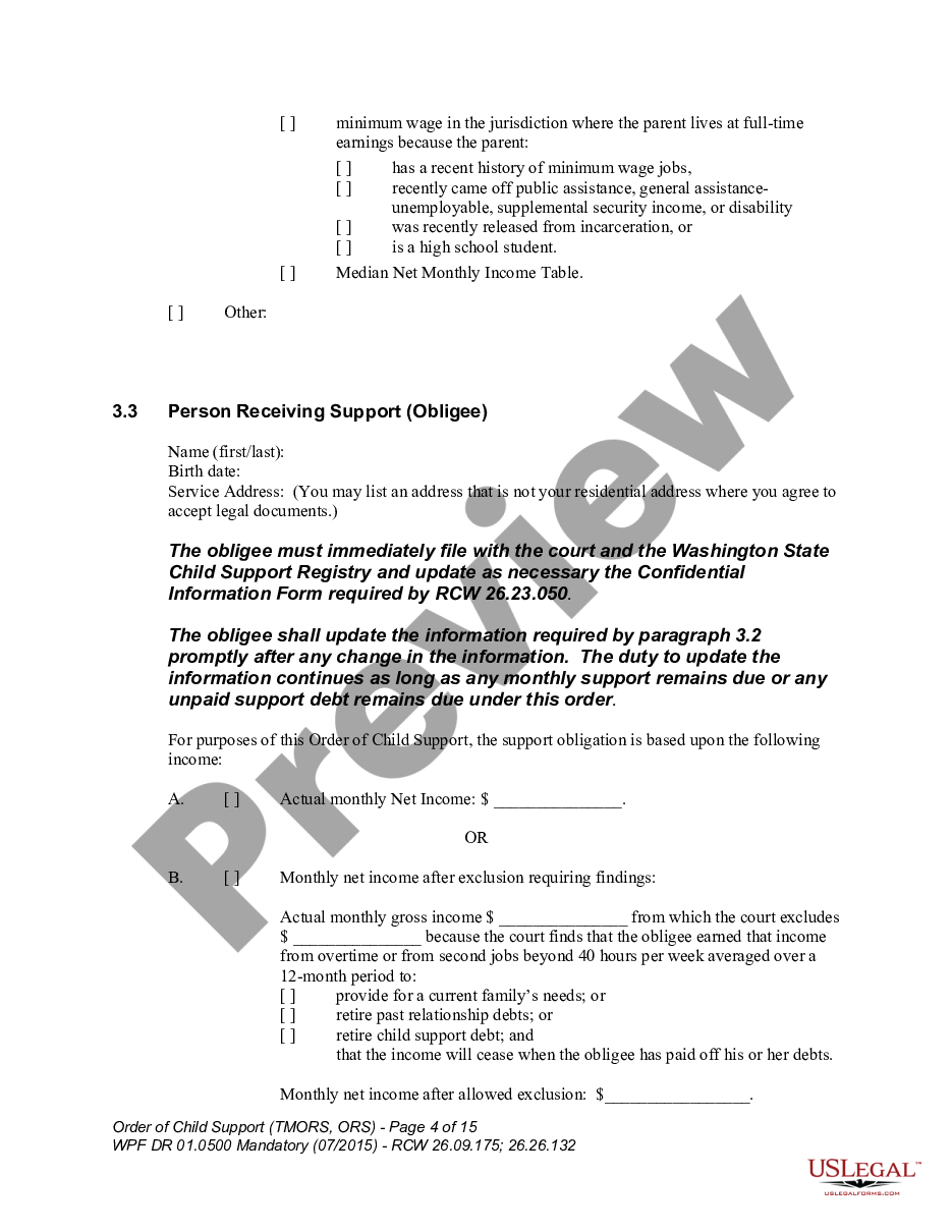 page 3 WPF DR 01.0500 - Order of Child Support - RS preview