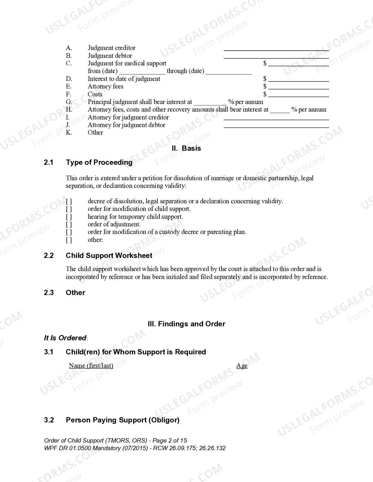 Preview WPF DR 01.0500 - Order of Child Support - RS