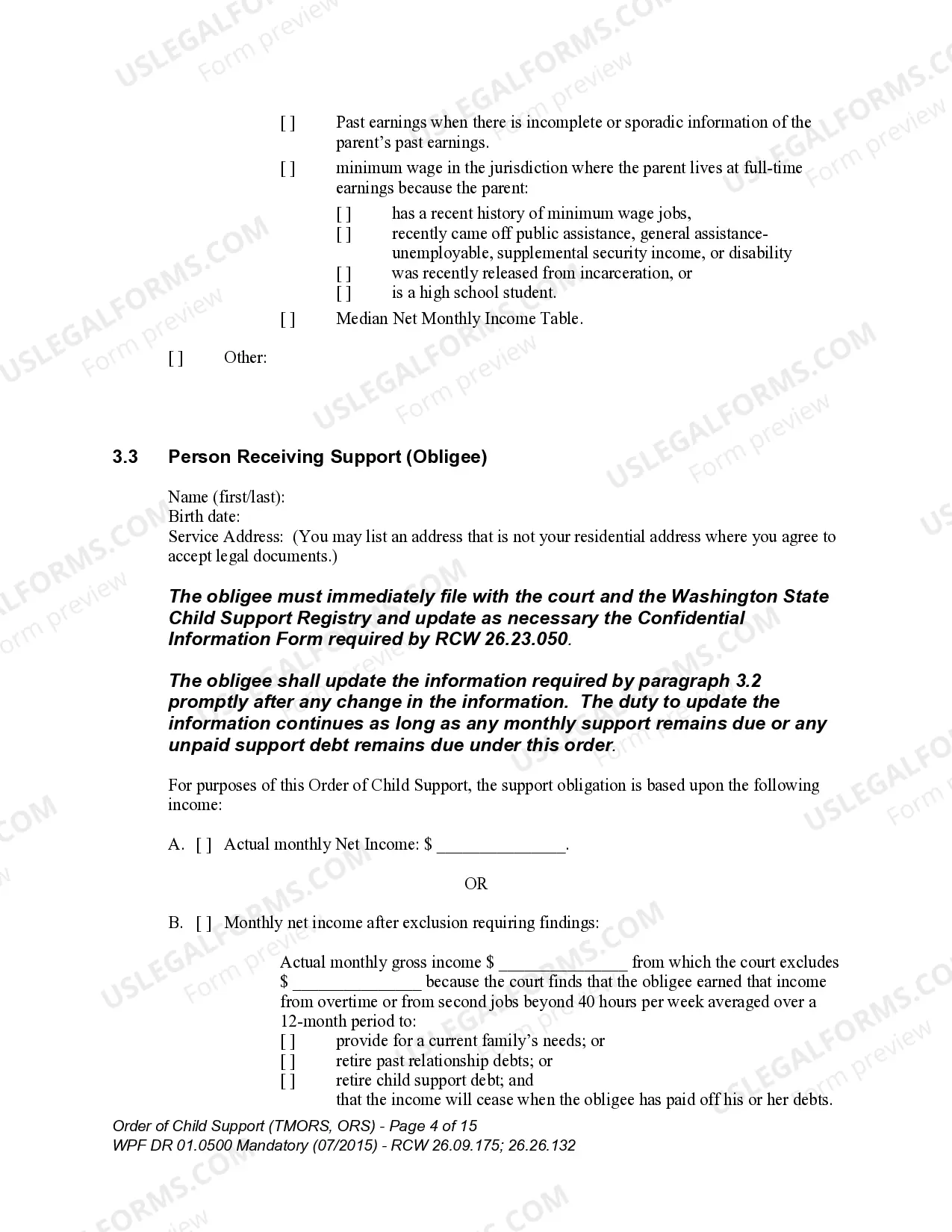 Preview WPF DR 01.0500 - Order of Child Support - RS