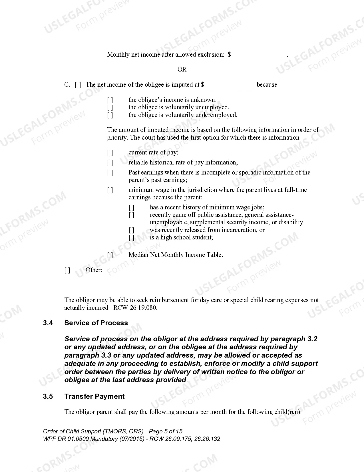 Preview WPF DR 01.0500 - Order of Child Support - RS