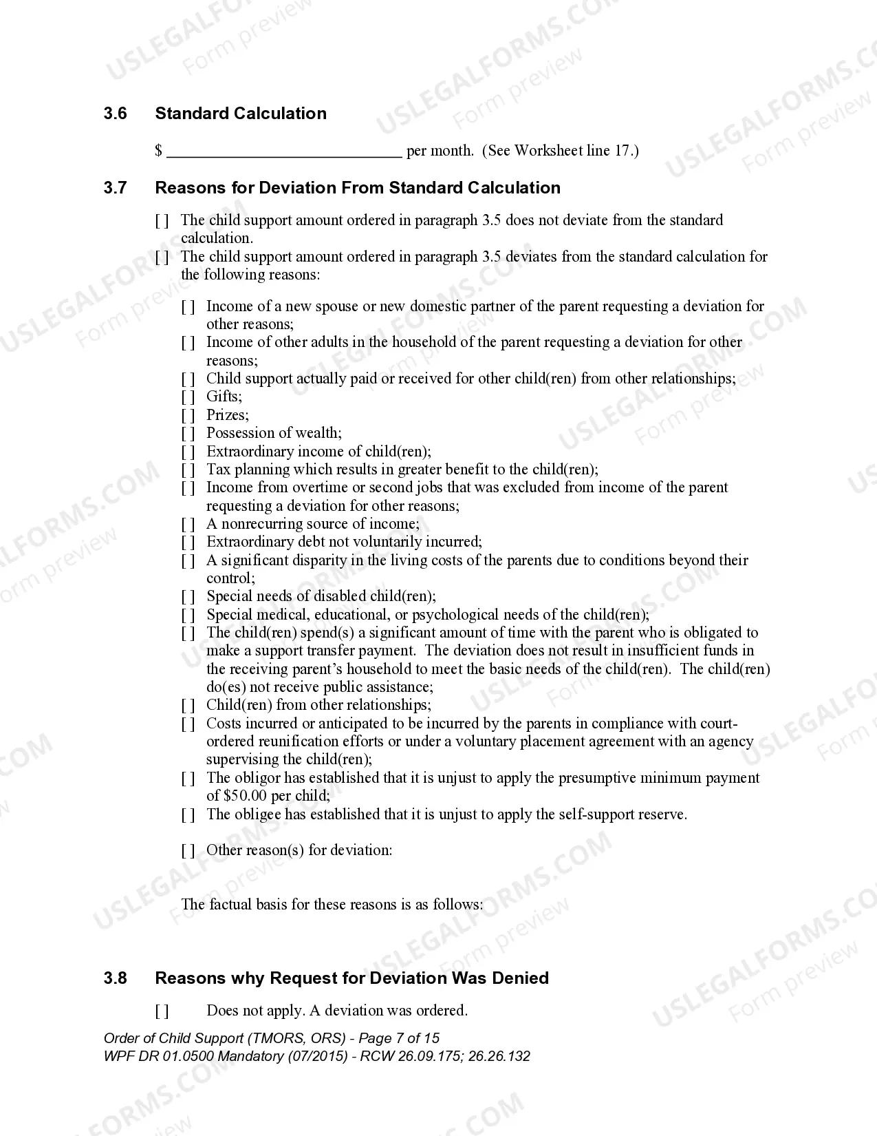 Preview WPF DR 01.0500 - Order of Child Support - RS