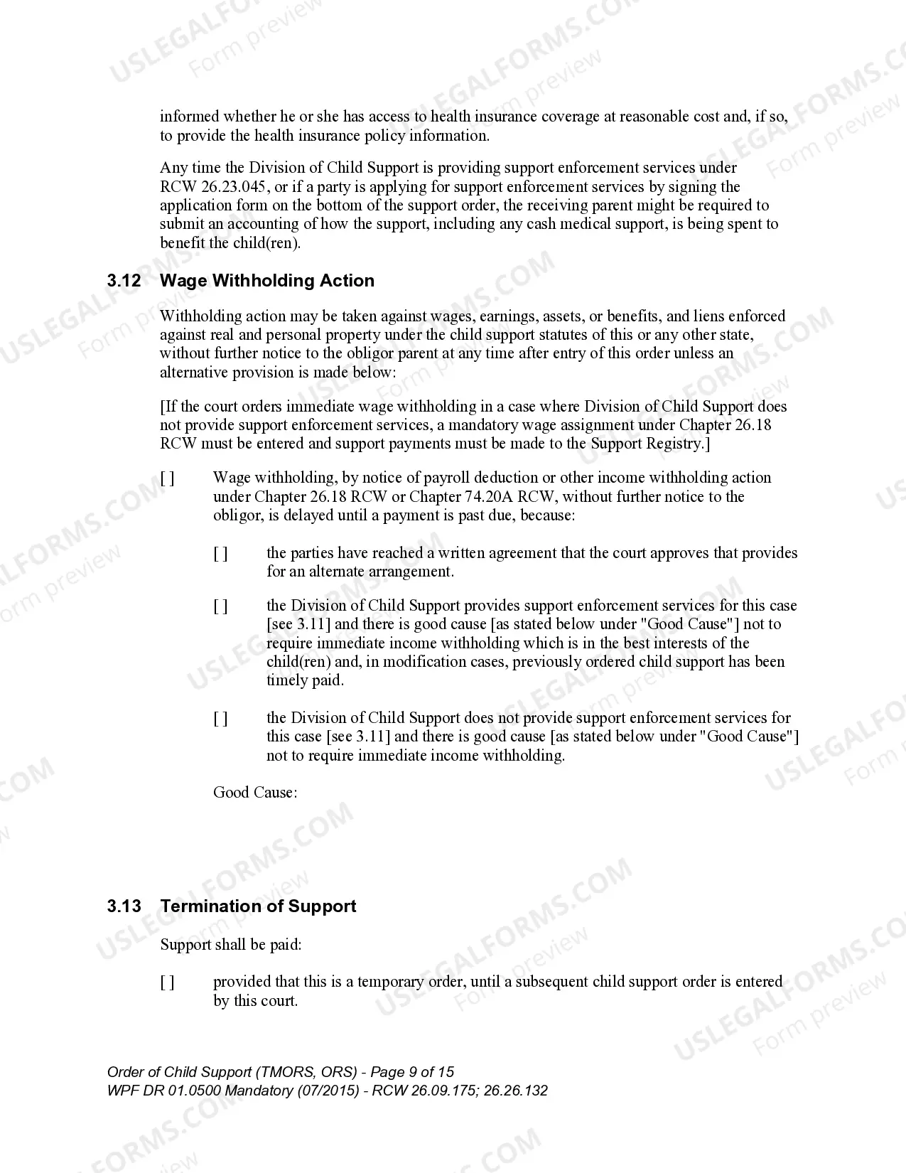 Preview WPF DR 01.0500 - Order of Child Support - RS