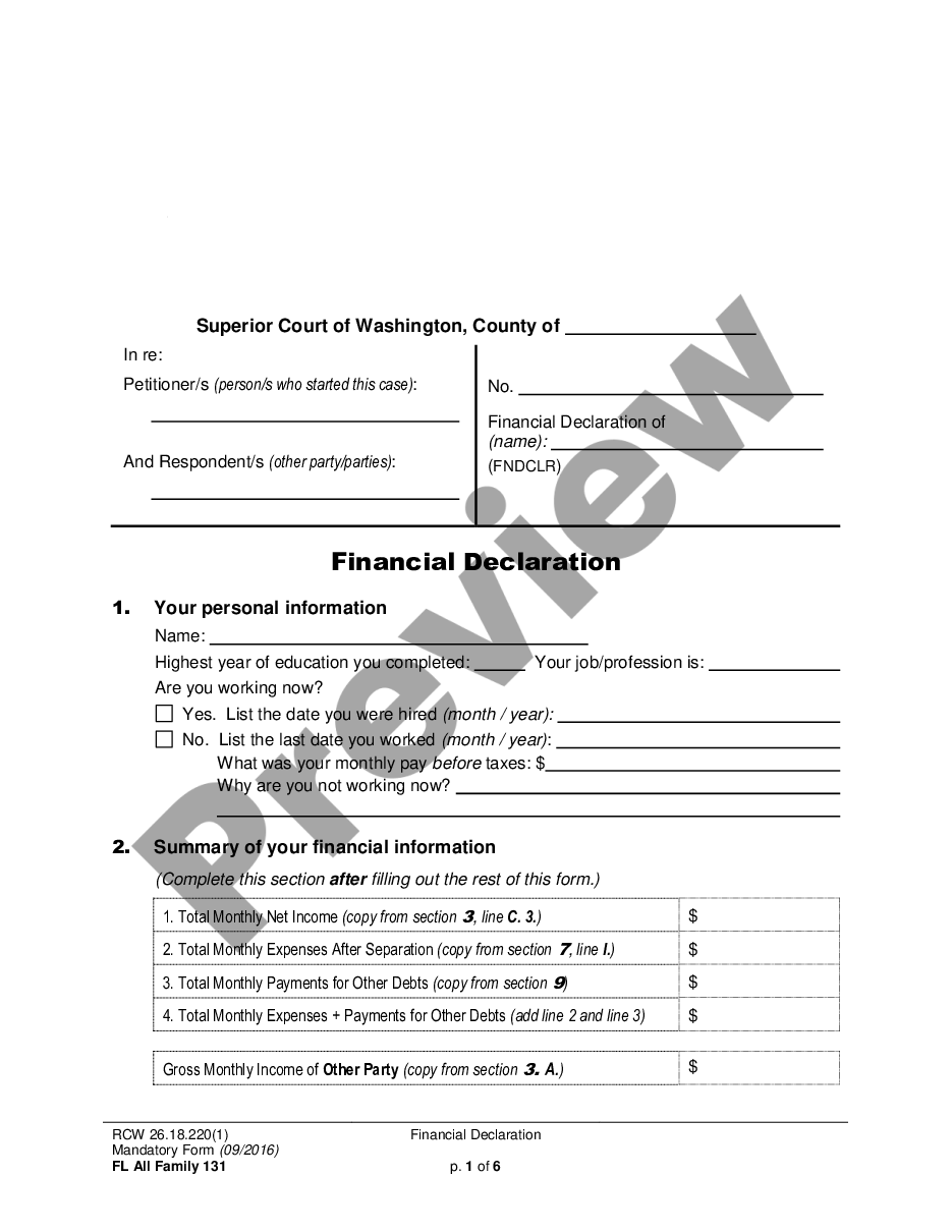 form WPF DRPSCU 01.1550 - Financial Declaration - FNDCLR preview