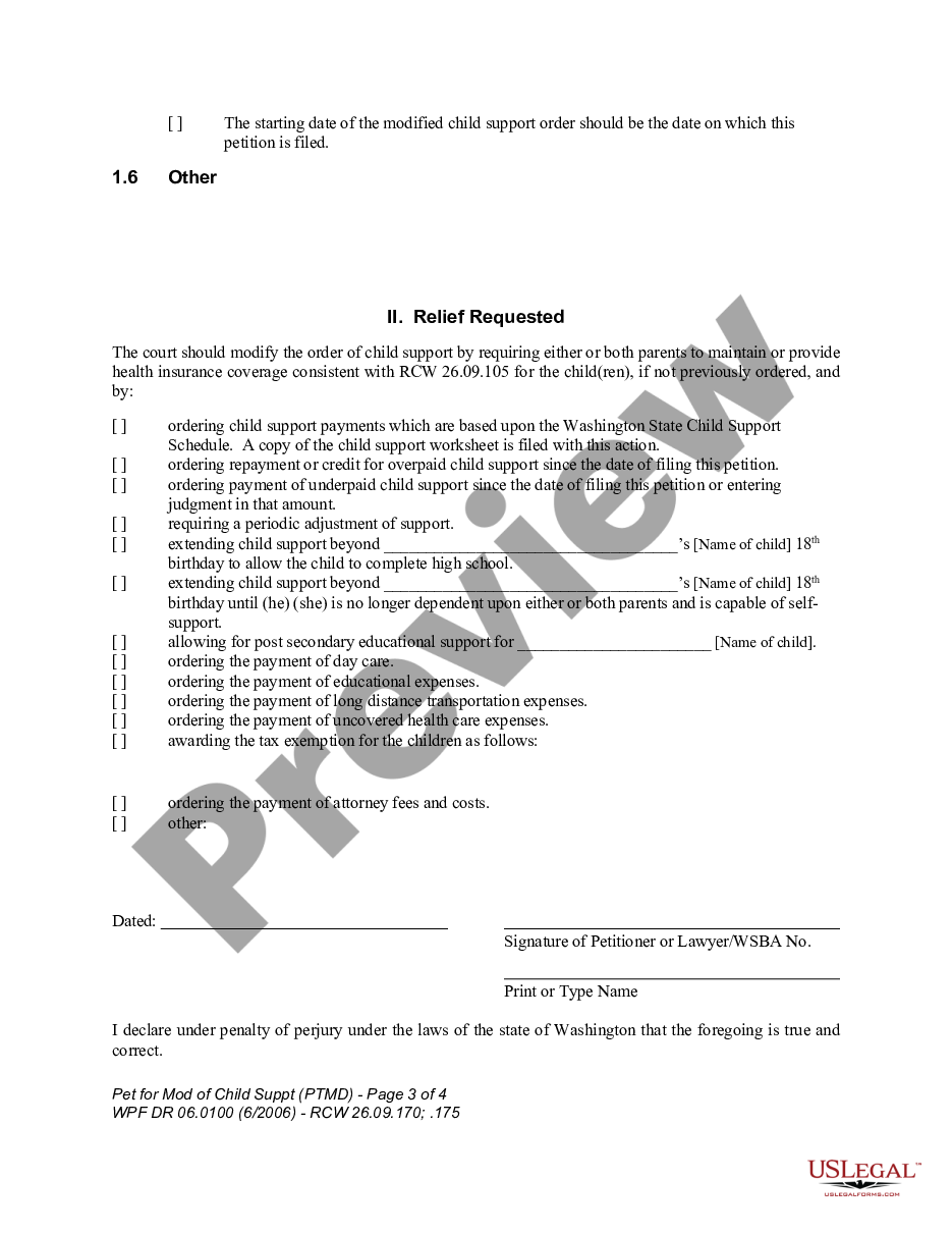 page 2 WPF DR 06.0100 - Petition for Modification of Child Support - PTMD preview