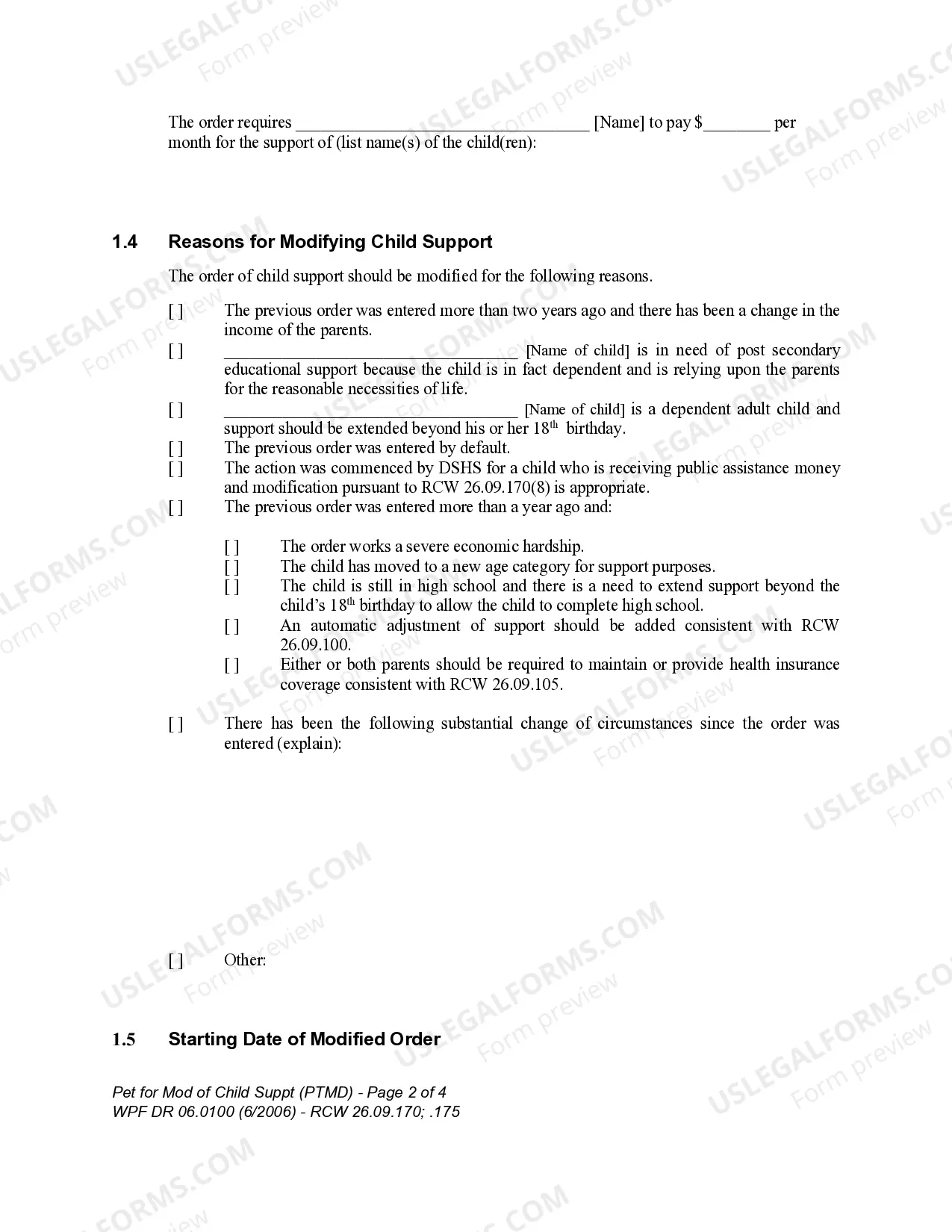 Preview WPF DR 06.0100 - Petition for Modification of Child Support - PTMD