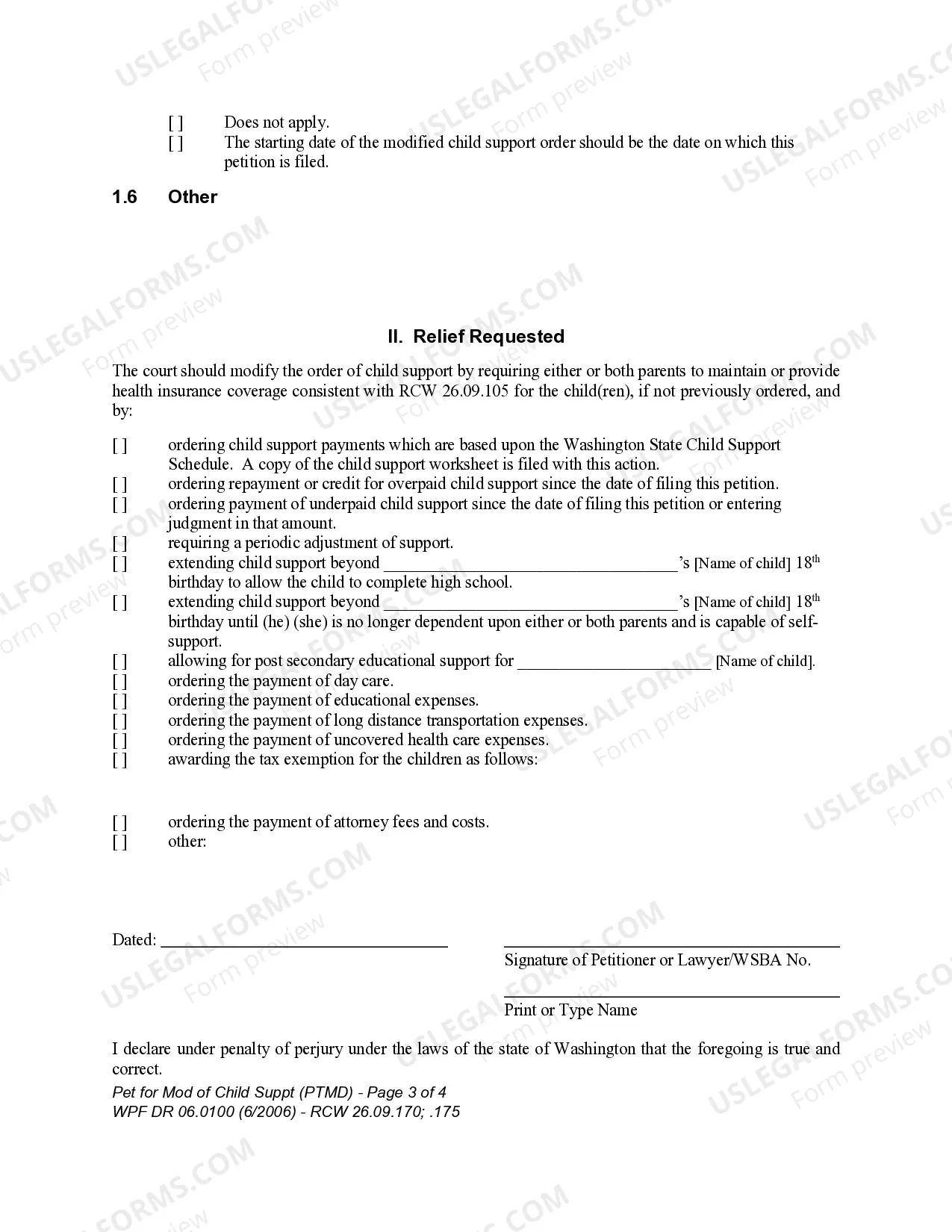 Preview WPF DR 06.0100 - Petition for Modification of Child Support - PTMD