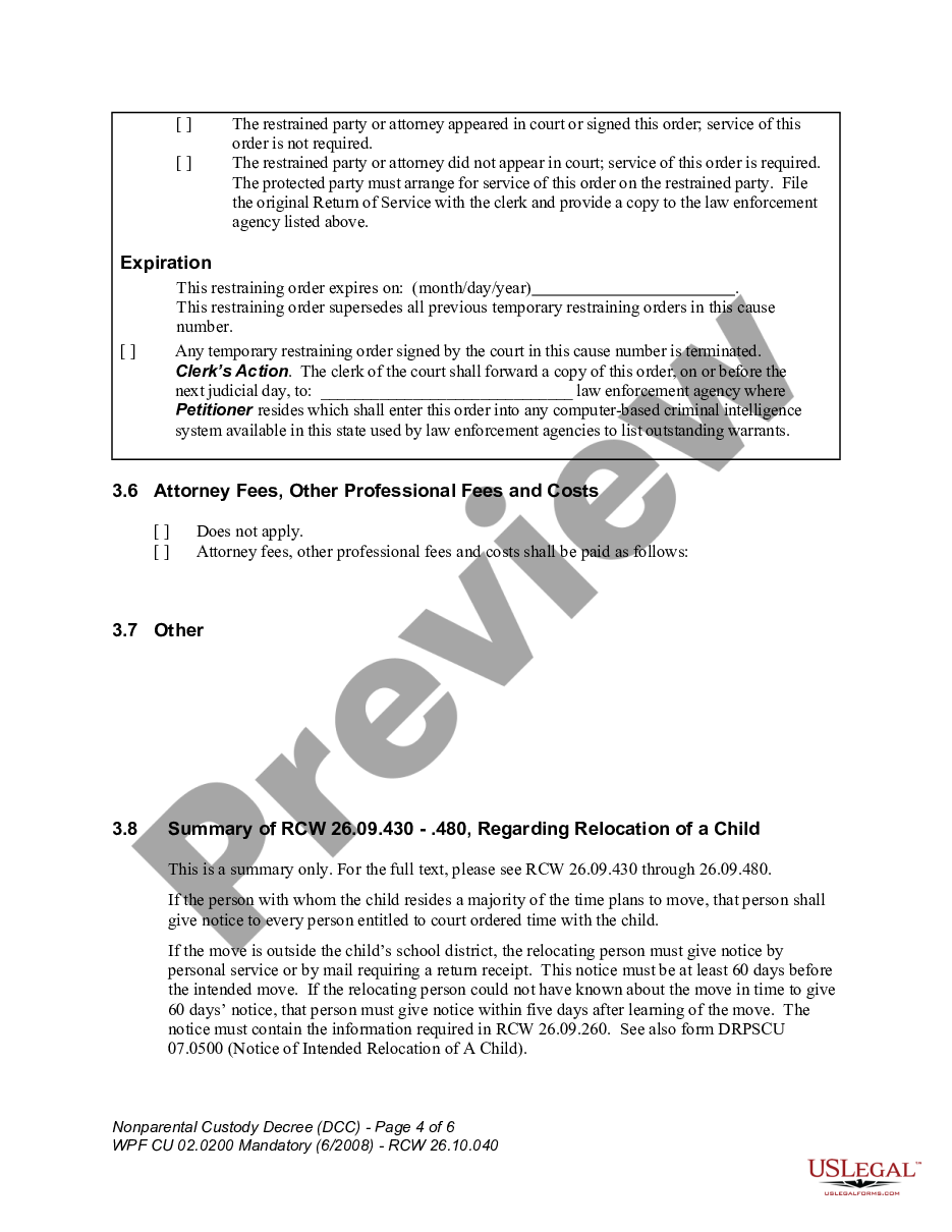 page 3 WPF CU 02.0200 - Nonparental Custody Decree - DCC preview
