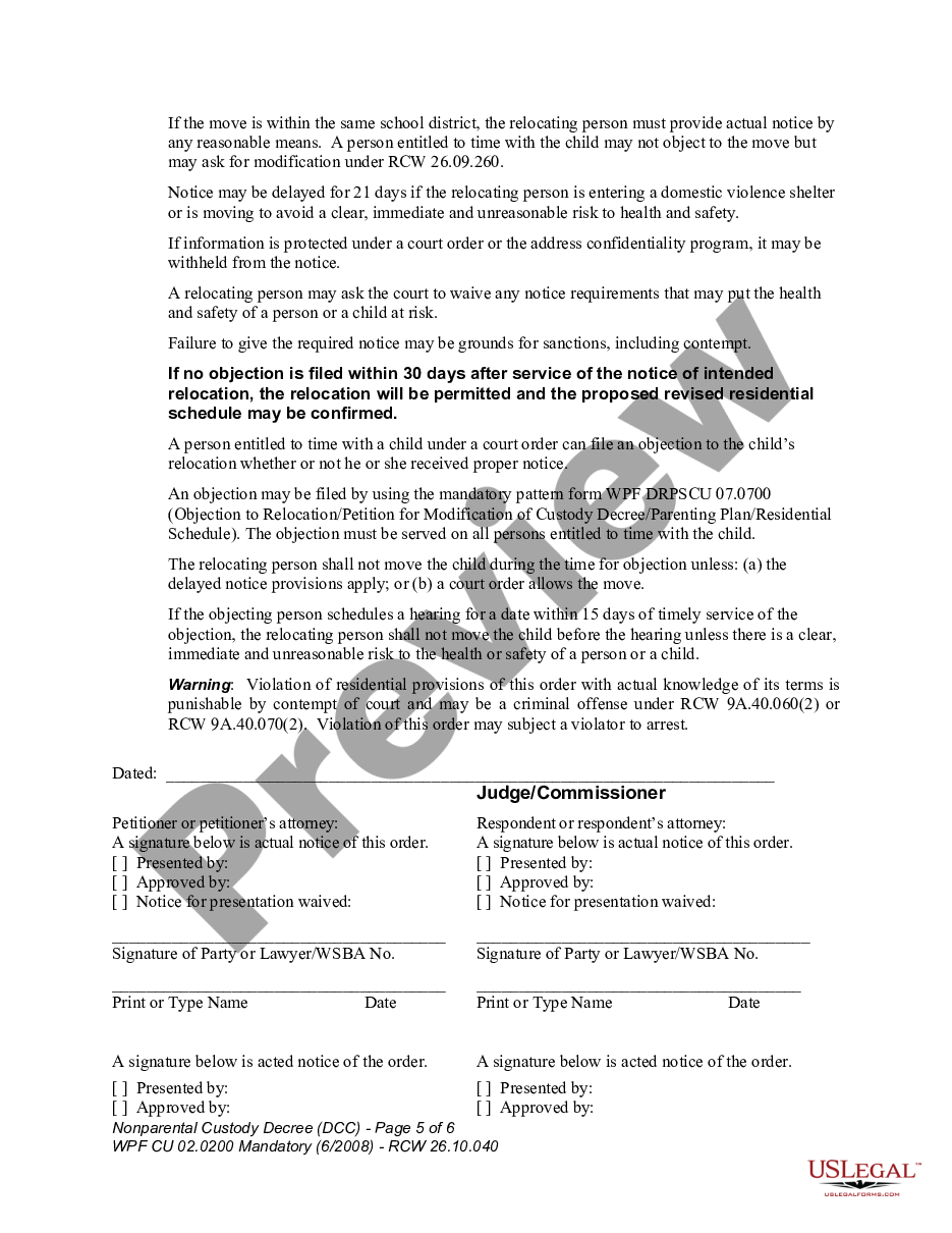 page 4 WPF CU 02.0200 - Nonparental Custody Decree - DCC preview