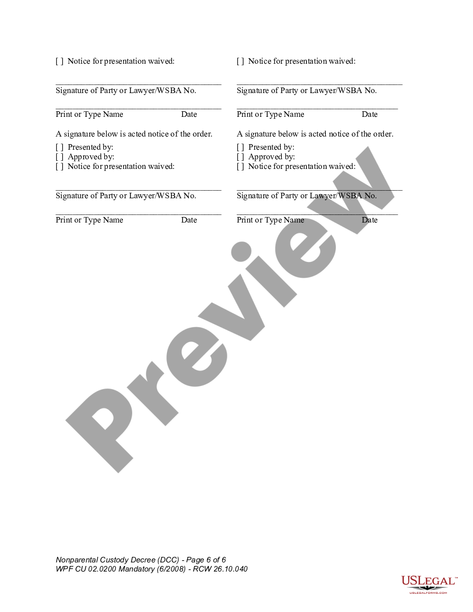 page 5 WPF CU 02.0200 - Nonparental Custody Decree - DCC preview