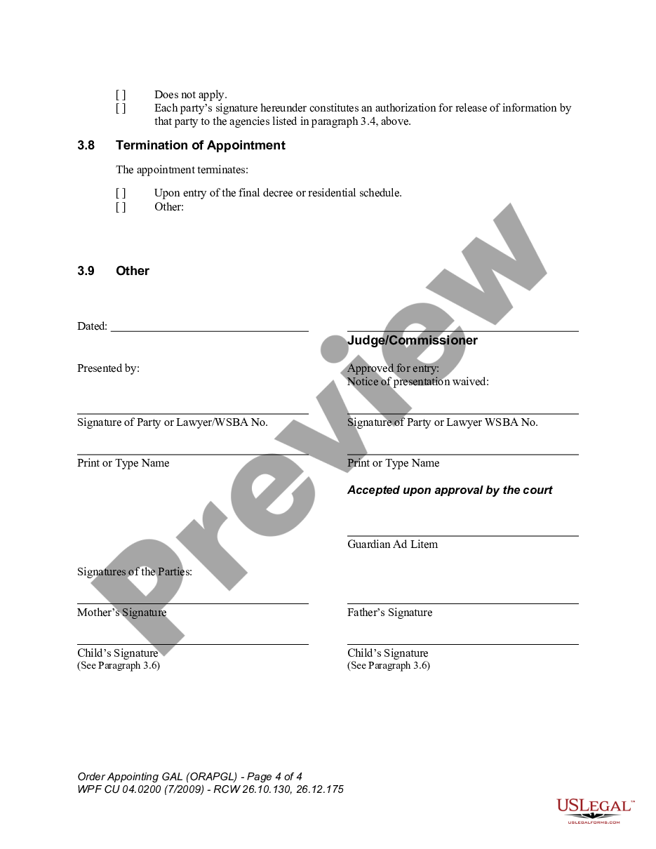 page 3 WPF CU 04.0200 - Order Appointing Guardian ad Litem on Behalf of Minor - ORAPGL preview