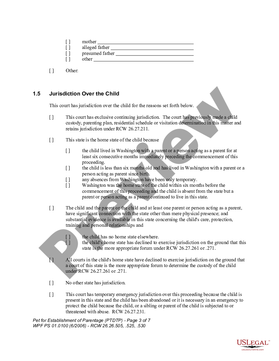 page 2 WPF PS 01.0100 - Petition for Establishment of Parentage - PTDTP preview