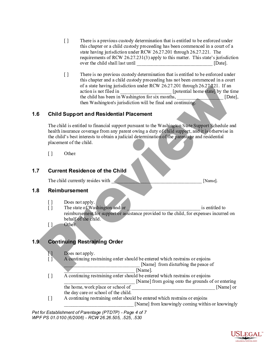 page 3 WPF PS 01.0100 - Petition for Establishment of Parentage - PTDTP preview