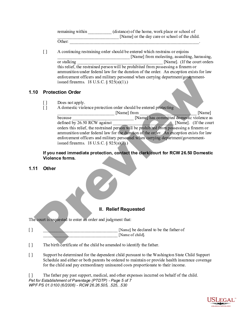 page 4 WPF PS 01.0100 - Petition for Establishment of Parentage - PTDTP preview