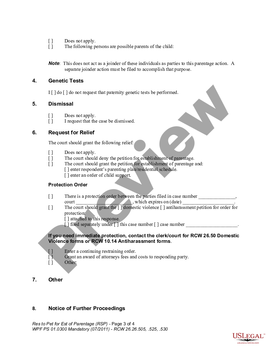 page 2 WPF PS 01.0300 - Response to Petition for Establishment of Parentage - RSP preview