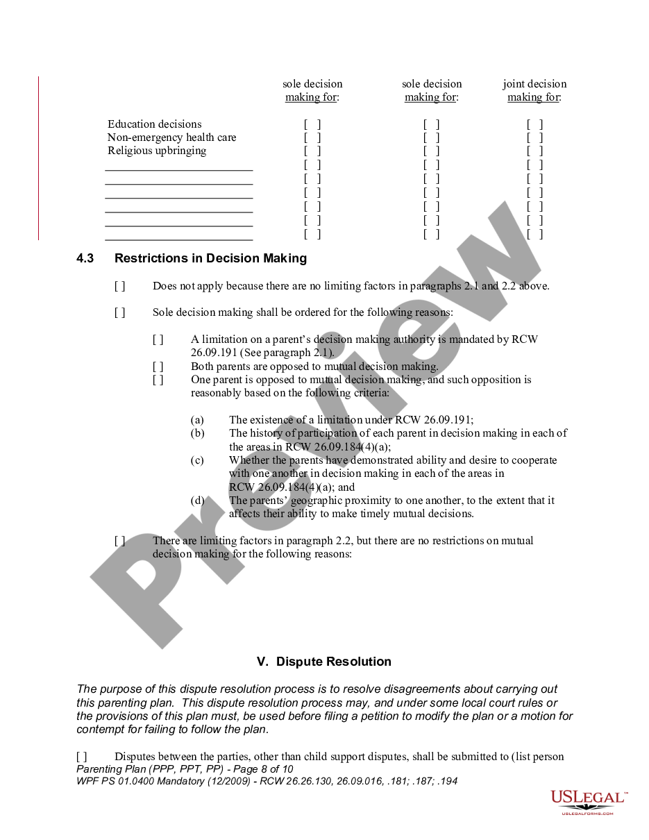 page 7 WPF PS 01.0400 - Parenting Plan - Proposed - PP, Temporary - PPT, Final Order - PP preview