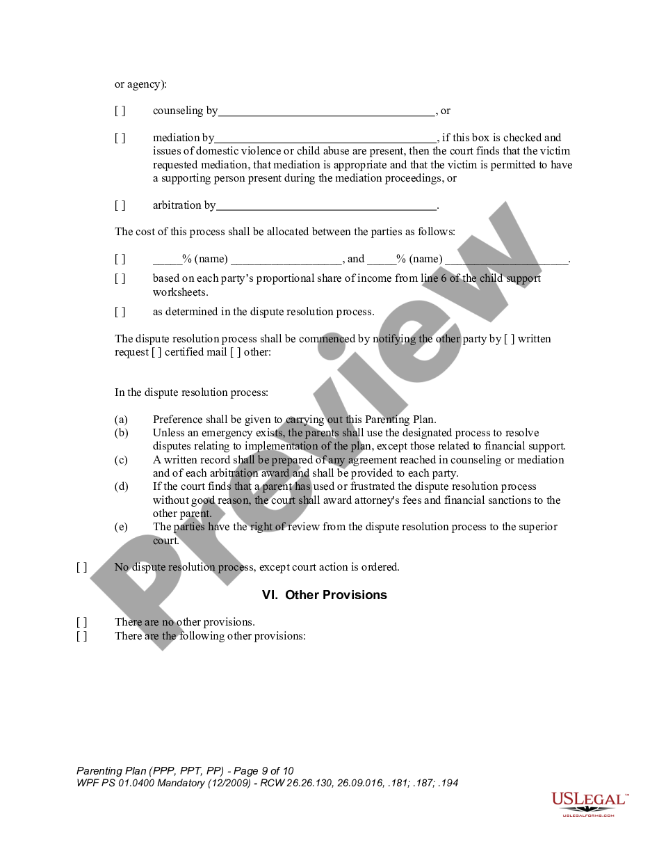 page 8 WPF PS 01.0400 - Parenting Plan - Proposed - PP, Temporary - PPT, Final Order - PP preview