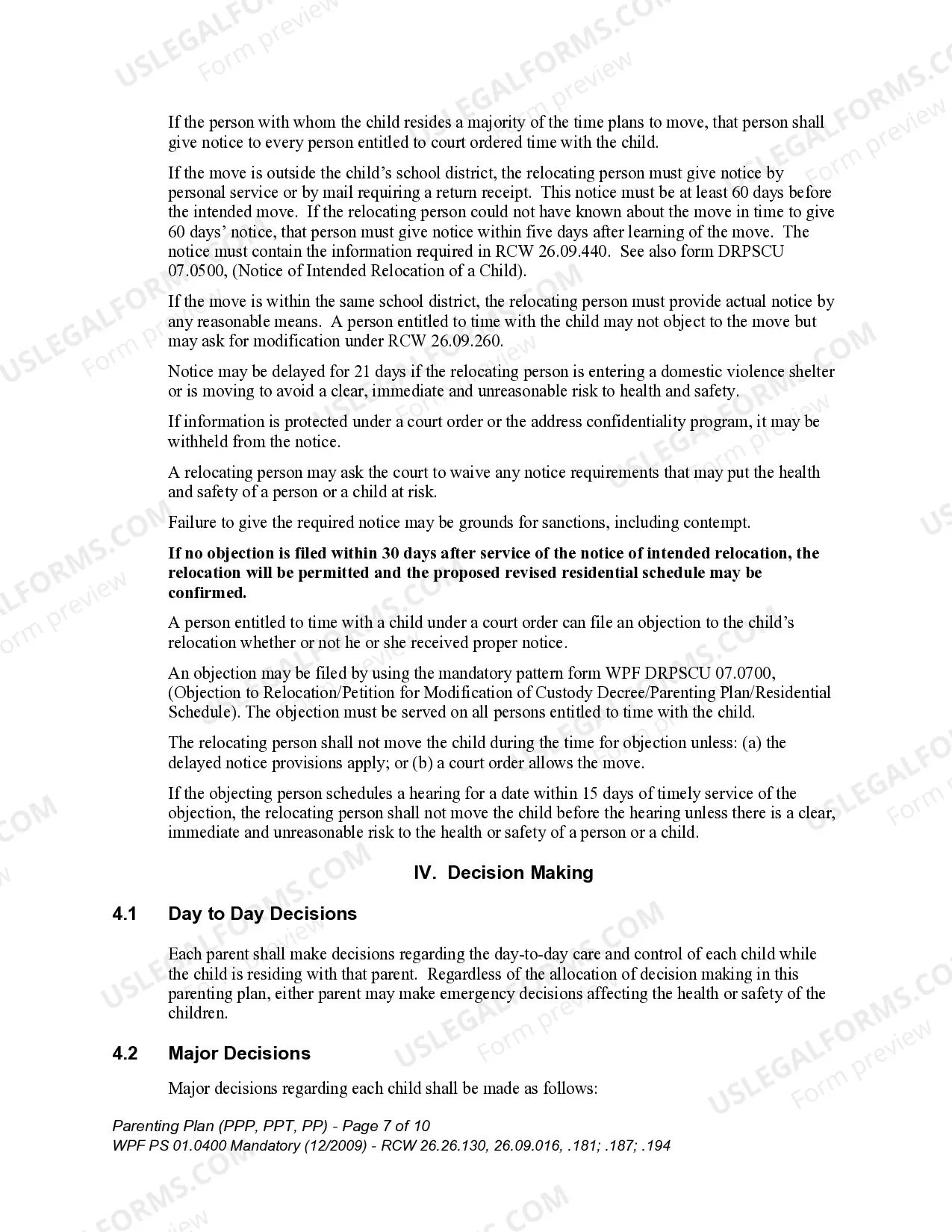 Preview WPF PS 01.0400 - Parenting Plan - Proposed - PP, Temporary - PPT, Final Order - PP