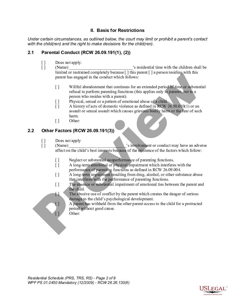 page 1 WPF PS 01.0450 - Residential Schedule - Proposed - RSP, Temporary - RST, Final Order - RS preview