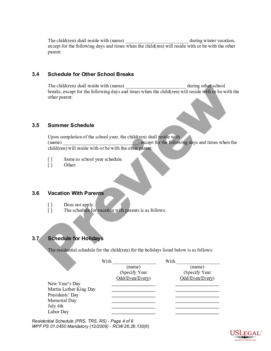 page 3 WPF PS 01.0450 - Residential Schedule - Proposed - RSP, Temporary - RST, Final Order - RS preview