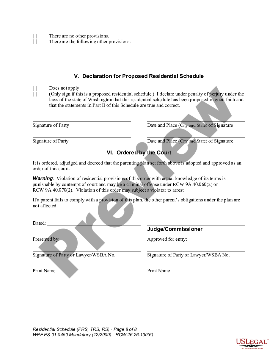 page 7 WPF PS 01.0450 - Residential Schedule - Proposed - RSP, Temporary - RST, Final Order - RS preview