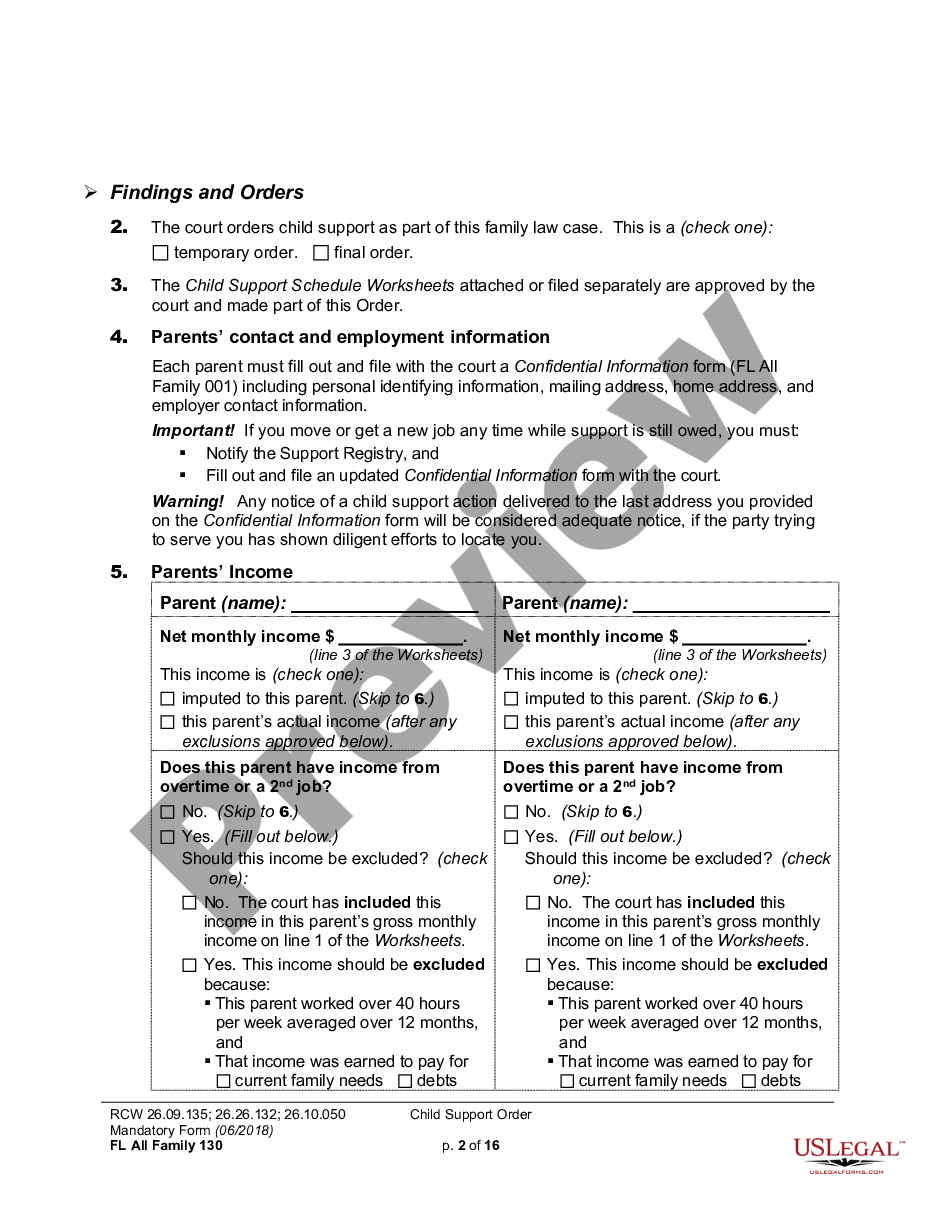 page 1 WPF PS 01.0500 - Order of Child Support - ORS preview