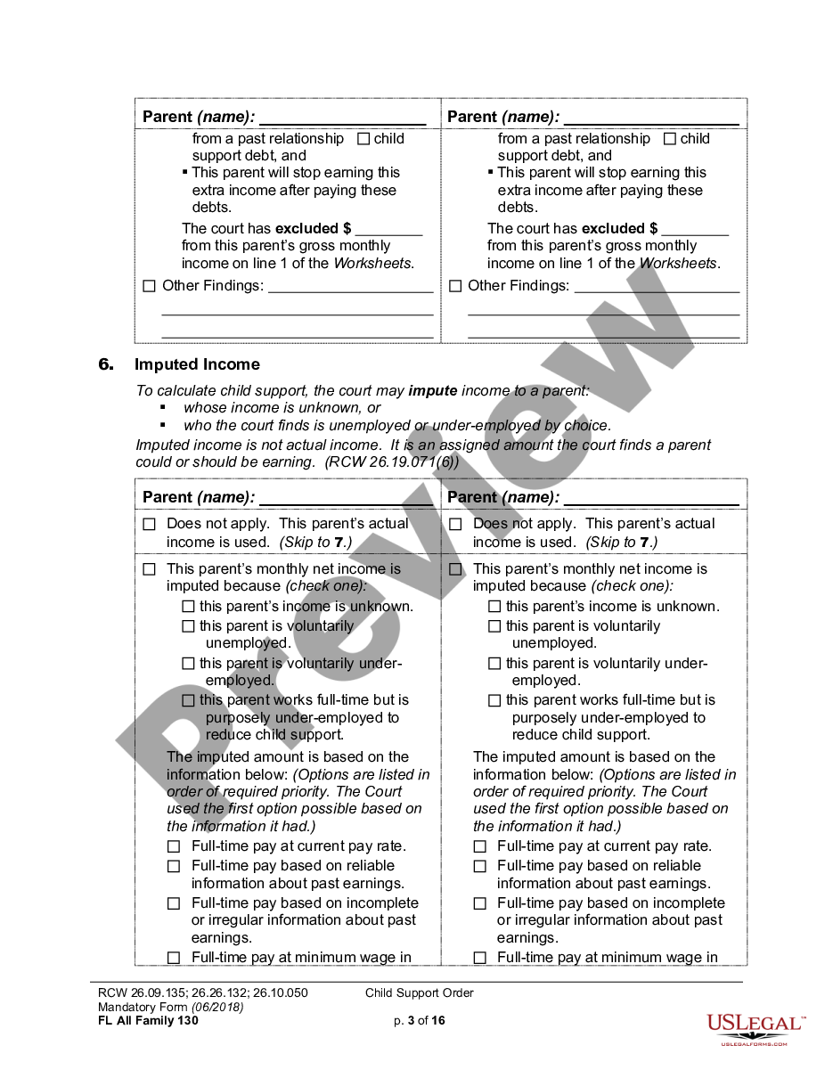 page 2 WPF PS 01.0500 - Order of Child Support - ORS preview