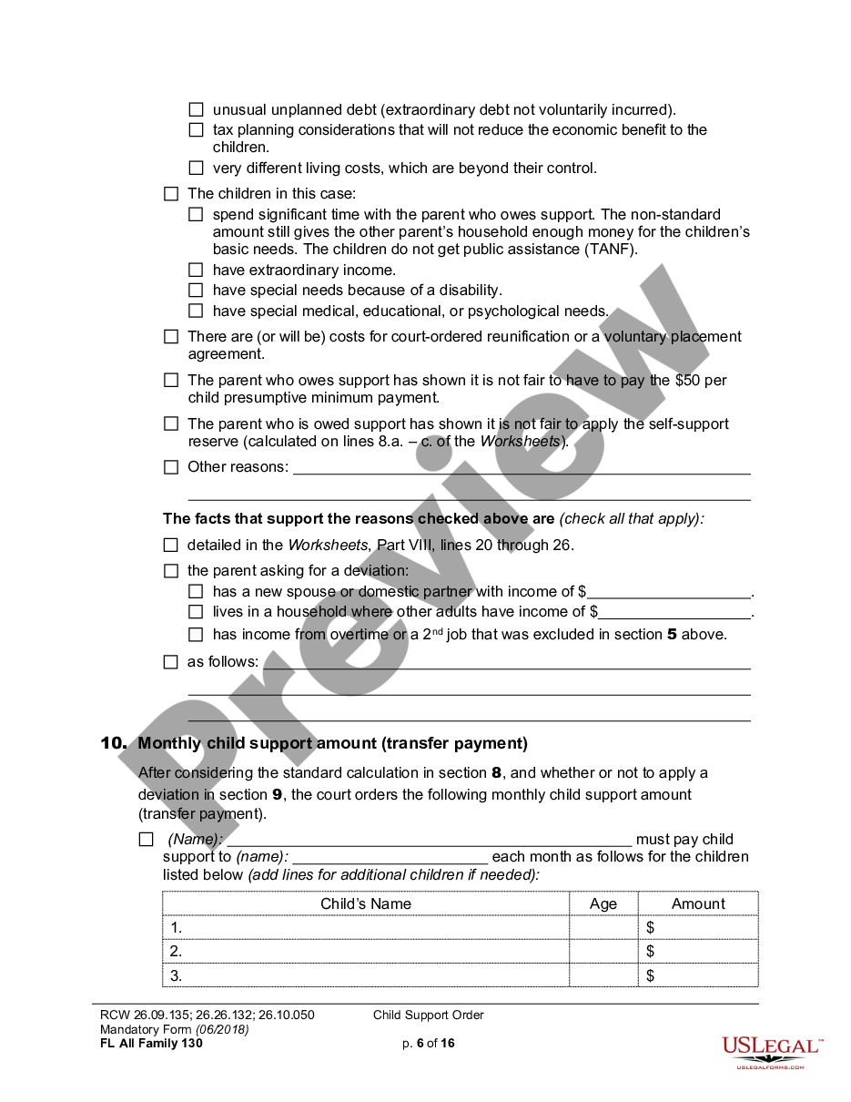 page 5 WPF PS 01.0500 - Order of Child Support - ORS preview