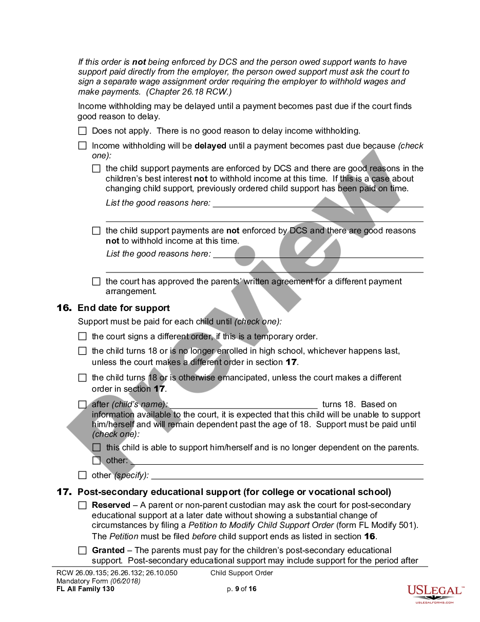 page 8 WPF PS 01.0500 - Order of Child Support - ORS preview