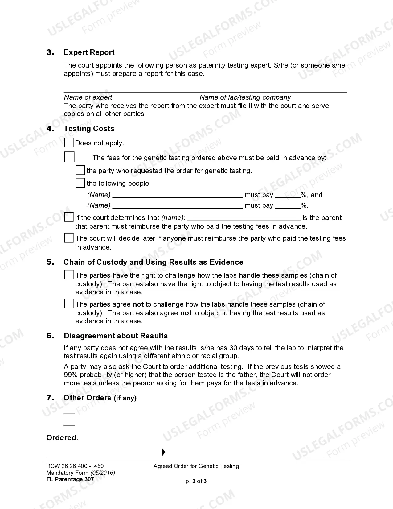 Preview WPF PS 02.0250 - Paternity Genetic Testing Stipulation - Order on Stipulation - ORBT