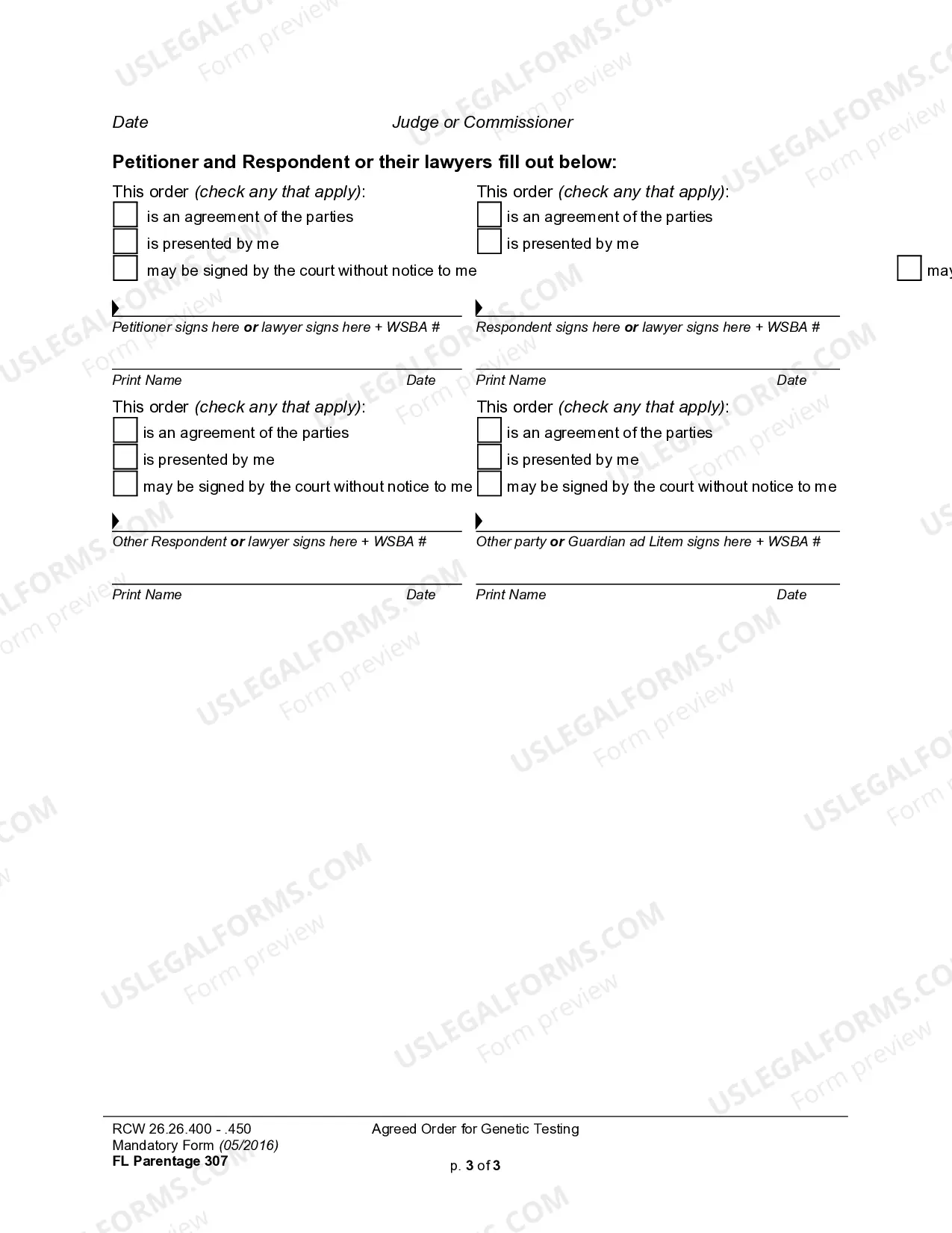 Preview WPF PS 02.0250 - Paternity Genetic Testing Stipulation - Order on Stipulation - ORBT