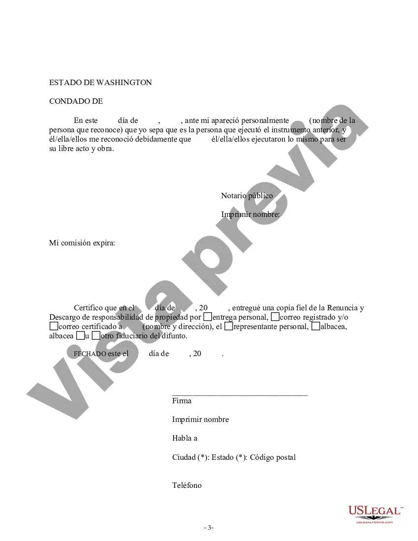 Preview Renuncia y descargo de responsabilidad de los intereses sobre bienes inmuebles