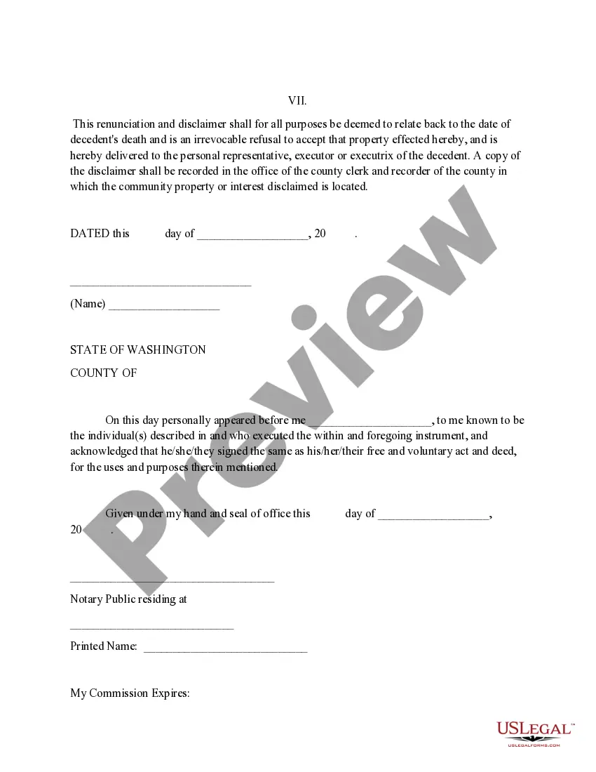 Preview Renunciation And Disclaimer of Real Property Interest
