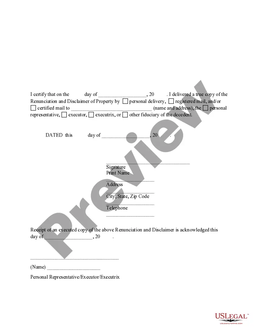 Preview Renunciation And Disclaimer of Real Property Interest