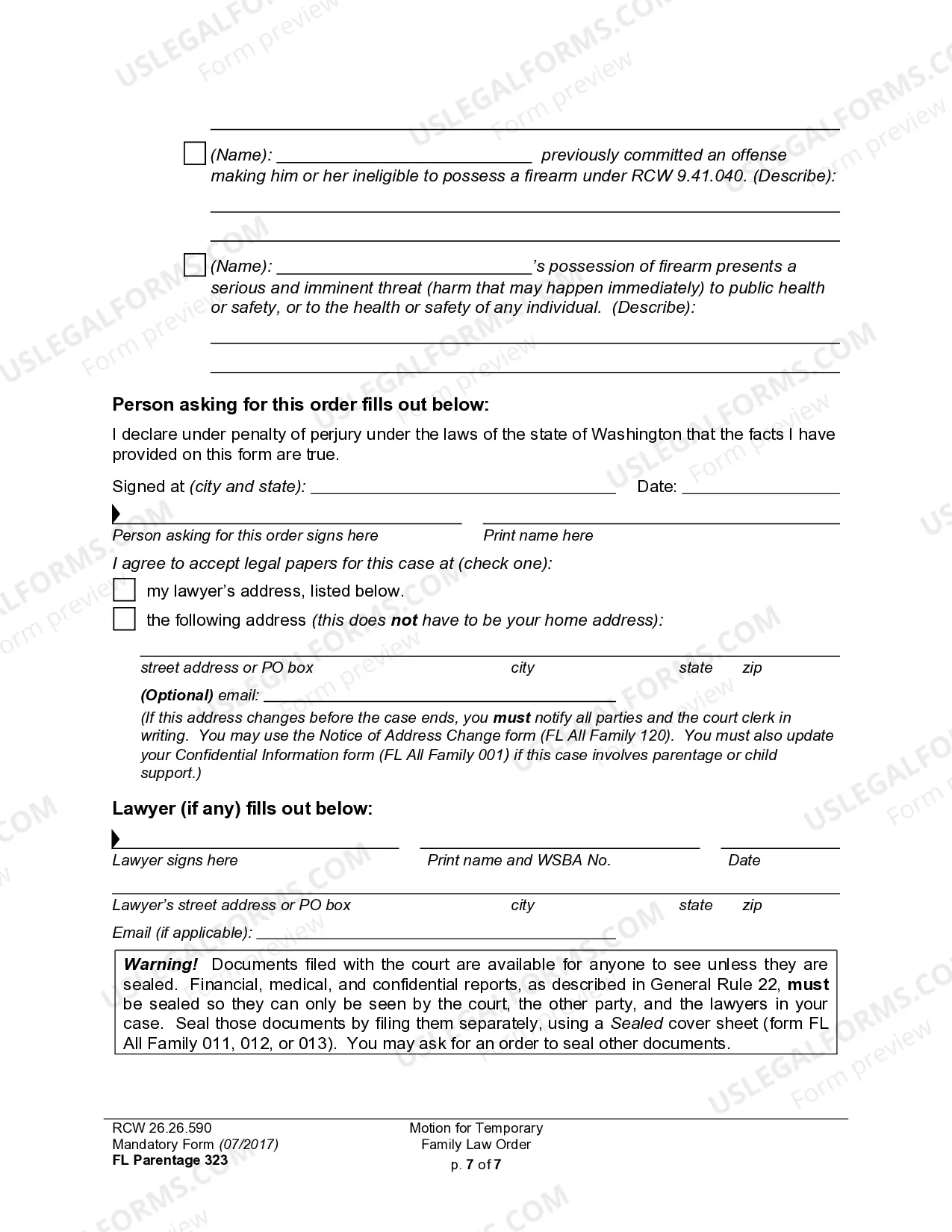 Preview WPF PS 04.0100 - Motion and Declaration for Temporary Order - MTAF