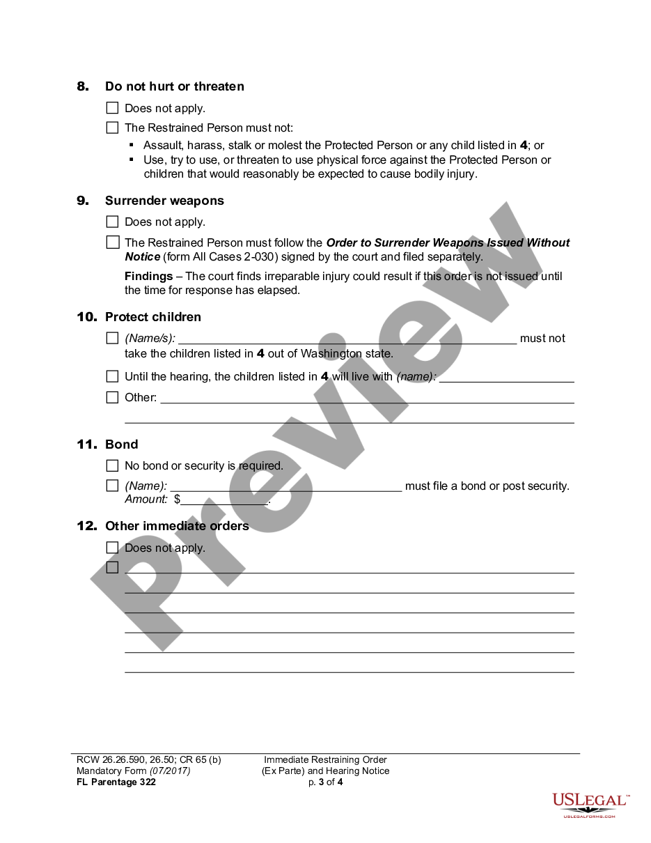 page 2 WPF PS 04.0170 - Ex Parte Restraining Order - Order to Show Cause - TPROTSC preview