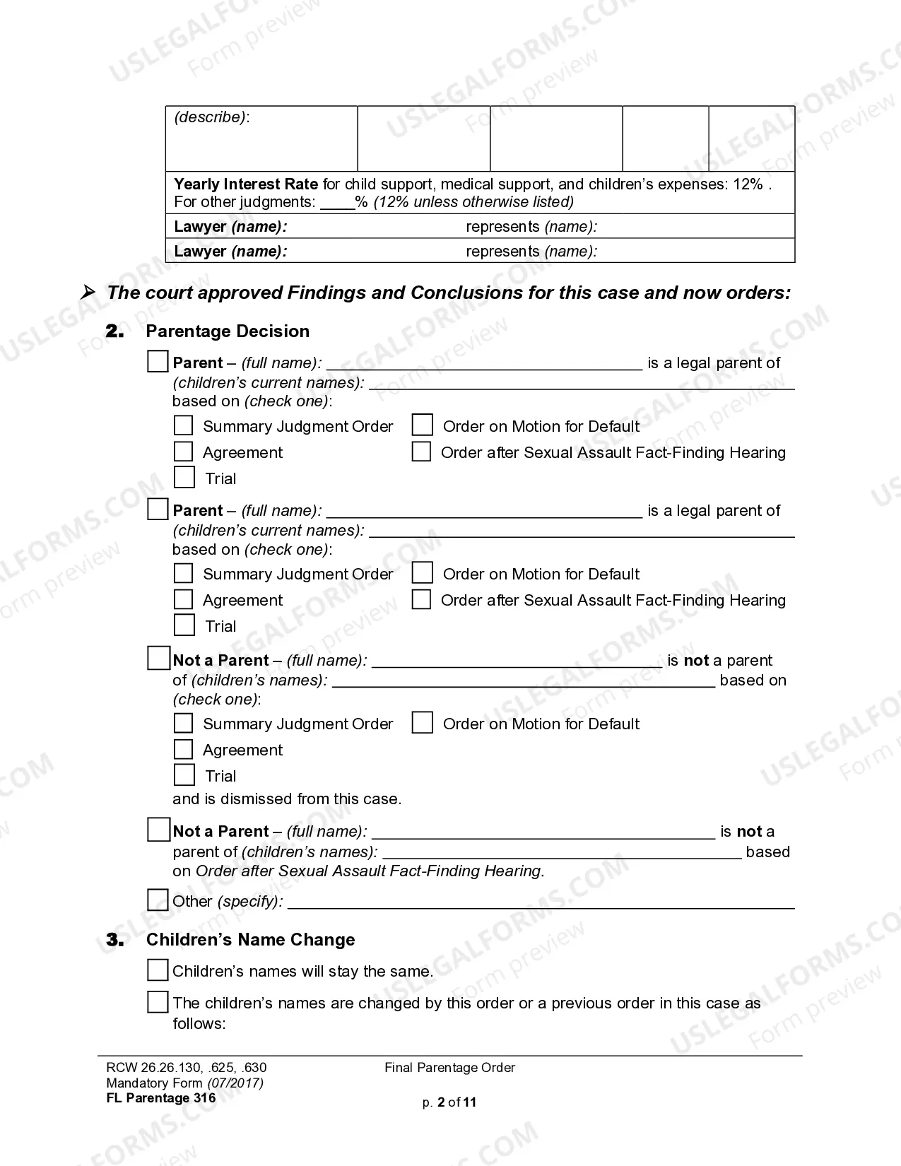 Preview WPF PS 04.0200 - Judgment and Order Determining Parentage and Granting Additional Relief - JDOEP