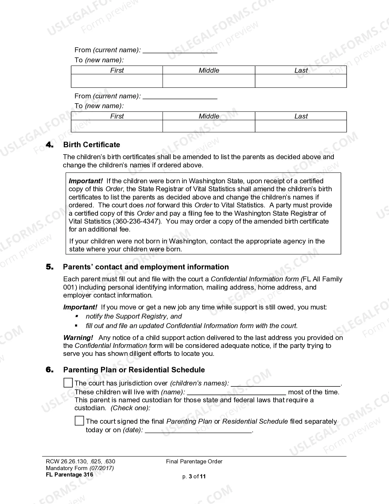 Preview WPF PS 04.0200 - Judgment and Order Determining Parentage and Granting Additional Relief - JDOEP