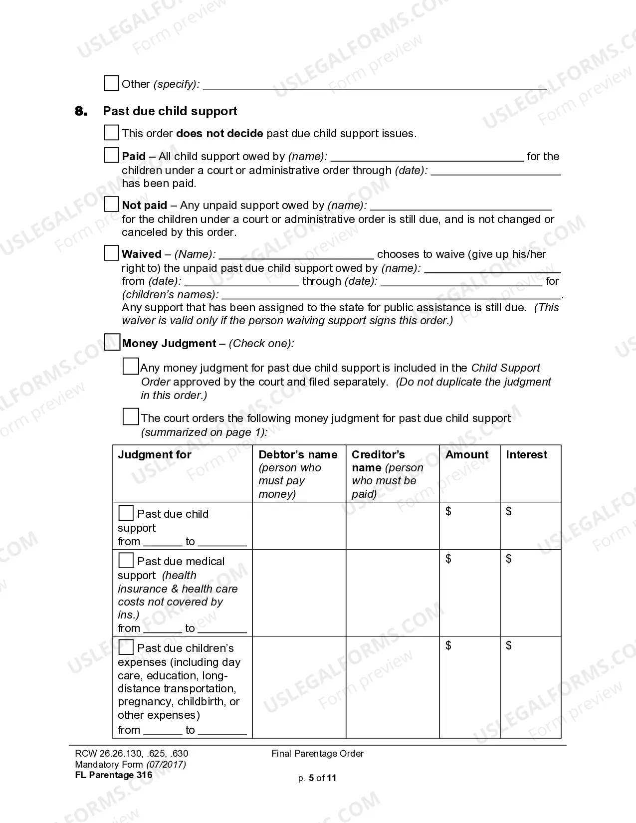 Preview WPF PS 04.0200 - Judgment and Order Determining Parentage and Granting Additional Relief - JDOEP
