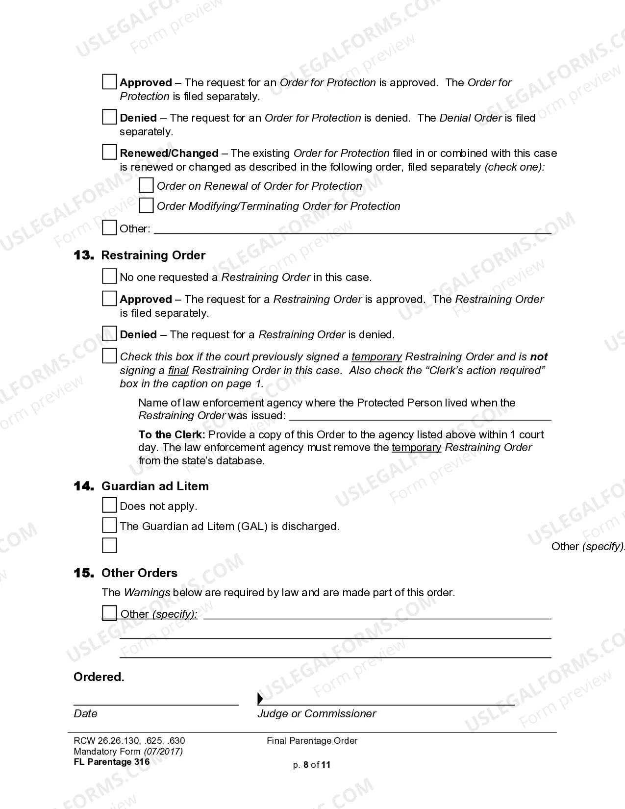 Preview WPF PS 04.0200 - Judgment and Order Determining Parentage and Granting Additional Relief - JDOEP